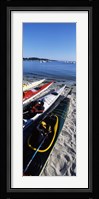 Kayaks on the beach, Third Beach, Sakonnet River, Middletown, Newport County, Rhode Island (vertical) Fine Art Print
