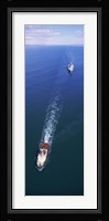 Aerial view of a battleship being towed in the sea, USS Iowa (BB-61), Rhode Island Sound, Rhode Island, USA Fine Art Print