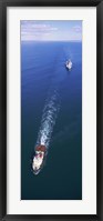 Aerial view of a battleship being towed in the sea, USS Iowa (BB-61), Rhode Island Sound, Rhode Island, USA Fine Art Print