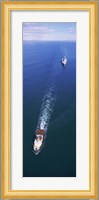 Aerial view of a battleship being towed in the sea, USS Iowa (BB-61), Rhode Island Sound, Rhode Island, USA Fine Art Print