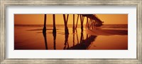 Silhouette of a pier at sunset, Hermosa Beach Pier, Hermosa Beach, California, USA Fine Art Print