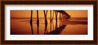 Silhouette of a pier at sunset, Hermosa Beach Pier, Hermosa Beach, California, USA Fine Art Print