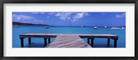 Pier with boats in the background, Sandy Ground, Anguilla Fine Art Print