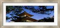 Low angle view of trees in front of a temple, Kinkaku-ji Temple, Kyoto City, Kyoto Prefecture, Kinki Region, Honshu, Japan Fine Art Print