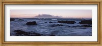 Rocks in the sea with Table Mountain, Cape Town, South Africa Fine Art Print