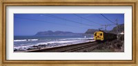 Train on railroad tracks, False Bay, Cape Town, Western Cape Province, Republic of South Africa Fine Art Print