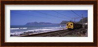 Train on railroad tracks, False Bay, Cape Town, Western Cape Province, Republic of South Africa Fine Art Print