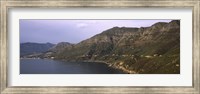 Road towards a mountain peak with town, Mt Chapman's Peak, Hout Bay, Cape Town, Western Cape Province, Republic of South Africa Fine Art Print