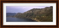 Road towards a mountain peak with town, Mt Chapman's Peak, Hout Bay, Cape Town, Western Cape Province, Republic of South Africa Fine Art Print