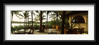 Restaurant surrounded with palm trees, Pilipan Restaurant, Watamu, Coast Province, Kenya Fine Art Print