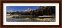 Lake with a mountain range, Lake Misurina, Tre Cime Di Lavaredo, Dolomites, Cadore, Province of Belluno, Veneto, Italy Fine Art Print