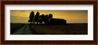 Silhouette of a farmhouse at sunset, Polesine, Veneto, Italy Fine Art Print