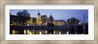 Reflection of a railway station in water, Amsterdam Central Station, Amsterdam, Netherlands Fine Art Print