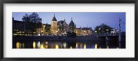 Reflection of a railway station in water, Amsterdam Central Station, Amsterdam, Netherlands Fine Art Print