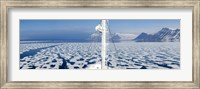 Ship in the ocean with a mountain range in the background, Bellsund, Spitsbergen, Svalbard Islands, Norway Fine Art Print