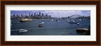 Boats in the sea with a bridge in the background, Sydney Harbor Bridge, Sydney Harbor, Sydney, New South Wales, Australia Fine Art Print