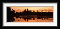 Silhouette of a temple, Angkor Wat, Angkor, Cambodia Fine Art Print