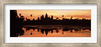 Silhouette of a temple, Angkor Wat, Angkor, Cambodia Fine Art Print
