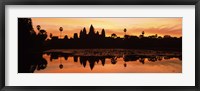 Silhouette of a temple, Angkor Wat, Angkor, Cambodia Fine Art Print