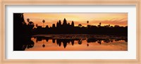Silhouette of a temple, Angkor Wat, Angkor, Cambodia Fine Art Print