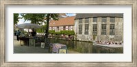 Flea market at a canal, Dijver Canal, Bruges, West Flanders, Belgium Fine Art Print