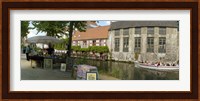 Flea market at a canal, Dijver Canal, Bruges, West Flanders, Belgium Fine Art Print