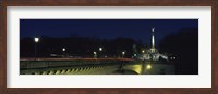 Bridge with a monument lit up at night, Friedensengel, Munich, Bavaria, Germany Fine Art Print