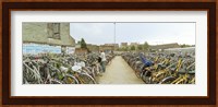 Bicycles parked in the parking lot of a railway station, Gent-Sint-Pieters, Ghent, East Flanders, Flemish Region, Belgium Fine Art Print