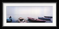 Row boats in a river, Ganges River, Varanasi, Uttar Pradesh, India Fine Art Print