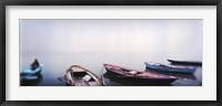 Row boats in a river, Ganges River, Varanasi, Uttar Pradesh, India Fine Art Print