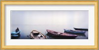 Row boats in a river, Ganges River, Varanasi, Uttar Pradesh, India Fine Art Print