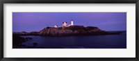 Lighthouse on the coast at dusk, Nubble Lighthouse, York, York County, Maine Fine Art Print