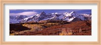 Mountains covered with snow and fall colors, near Telluride, Colorado Fine Art Print
