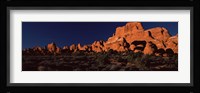 Rock formations on an arid landscape, Arches National Park, Moab, Grand County, Utah, USA Fine Art Print