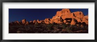 Rock formations on an arid landscape, Arches National Park, Moab, Grand County, Utah, USA Fine Art Print