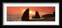Silhouette of seastacks at sunset, Olympic National Park, Washington State Fine Art Print