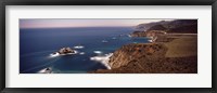 High angle view of a coastline, Big Sur, night time long exposure, California, USA Fine Art Print