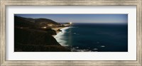 Lighthouse at the coast, moonlight exposure, Big Sur, California, USA Fine Art Print