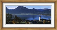 Village at the lakeside, Wolfgangsee, Salzkammergut, Austria Fine Art Print