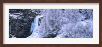High angle view of a frozen waterfall, Valais Canton, Switzerland Fine Art Print