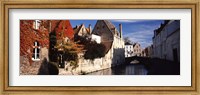 Houses along a channel, Bruges, West Flanders, Flemish Region, Belgium Fine Art Print