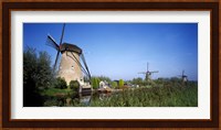 Traditional windmills in a field, Netherlands Fine Art Print