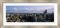 High angle view of a city, Old Havana, Havana, Cuba (Blue Sky with Clouds) Fine Art Print