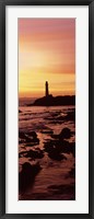 Silhouette of a lighthouse at sunset, Pigeon Point Lighthouse, San Mateo County, California Fine Art Print