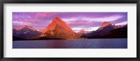 Lake with mountains at dusk, Swiftcurrent Lake, Many Glacier, US Glacier National Park, Montana, USA Fine Art Print