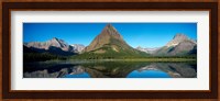 Reflection of mountains in Swiftcurrent Lake, Many Glacier, US Glacier National Park, Montana, USA Fine Art Print