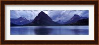 Reflection of mountains in a lake, Swiftcurrent Lake, Many Glacier, US Glacier National Park, Montana (Blue) Fine Art Print