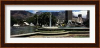 Fountain with Table Mountain in the background, Cape Town, Western Cape Province, South Africa Fine Art Print