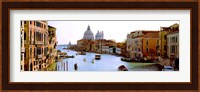 Boats in a canal with a church in the background, Santa Maria della Salute, Grand Canal, Venice, Veneto, Italy Fine Art Print