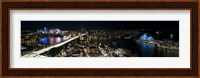 Buildings lit up at night, Sydney, New South Wales, Australia Fine Art Print